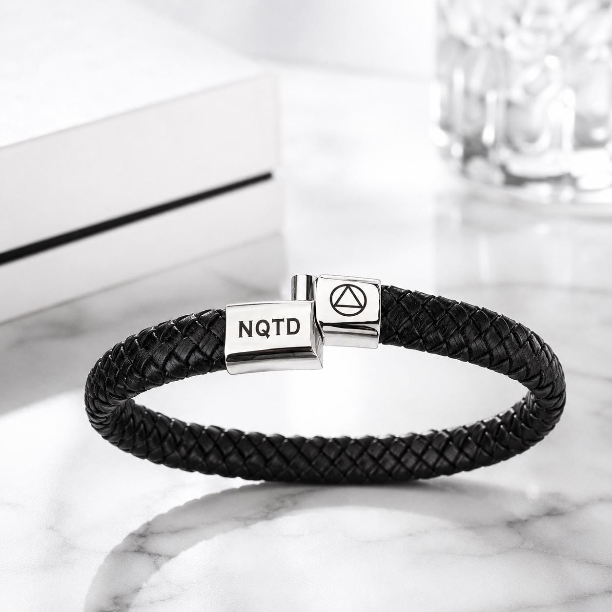 Sobriety Leather Bracelet, Addiction Recovery Gifts, NQTD Jewelry