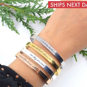 Personalised Cuff Bracelet, Personalized Jewelry, Engraved Bracelet, Gold Cuff Bracelet, Bracelets for Women, Graduation Gifts for her image 3