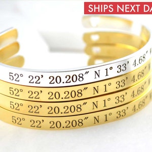 Coordinates Cuff Bracelets, Personalized Cuff Bracelet, Custom Bracelet, Anniversary Gifts,  Best Friend Gifts, Engraved Jewelry, Birthday