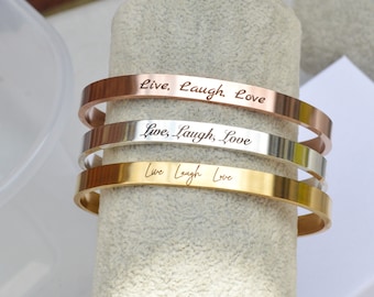 Personalised Cuff Bracelet, Stainless Steel Jewelry, Engraved bracelet, Uplifting Jewelry,Silver Bracelet, Bracelets for Women, Personalized