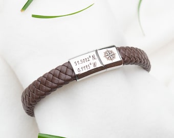 Gepersonaliseerde leren herenarmband, verborgen bericht gegraveerd cadeau voor hem, vriend echtgenoot vader verjaardag verjaardagscadeau, echt lederen manchet