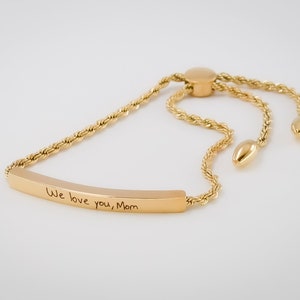 Handschrift Slider Chain Armband, Gepersonaliseerde Cadeaus voor haar, Gouden Ketting, Gepersonaliseerde Handtekening Aandenken, Memorial betekenisvol cadeau afbeelding 6