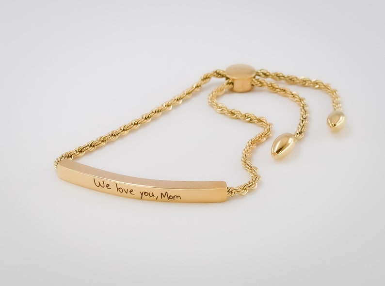 Handschrift Slider Chain Armband, Gepersonaliseerde Cadeaus voor haar, Gouden Ketting, Gepersonaliseerde Handtekening Aandenken, Memorial betekenisvol cadeau afbeelding 6