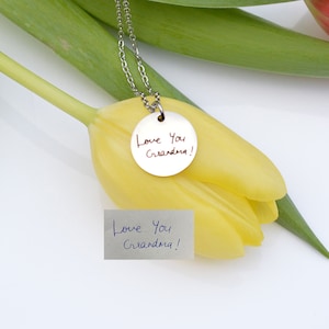 Handwriting Necklace, Personalised Gifts for Her, Gold Necklace, Personalized Signature Keepsake, Memorial meaningful gift, Engraved Gift image 5