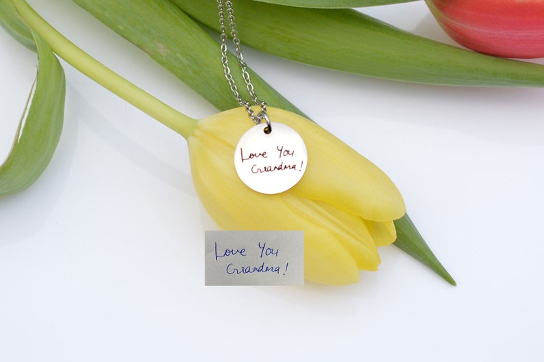 Handwriting Necklace, Personalised Gifts for Her, Gold Necklace, Personalized Signature Keepsake, Memorial meaningful gift, Engraved Gift image 5