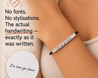 Handschrift schuifkoordarmband, herdenkingssieraden, kinderhandschrift, gepersonaliseerde cadeaus voor haar, gouden armbanden, kenmerkende sieraden