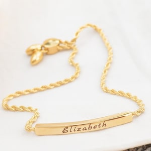 Slider Bracelet,Personalized Engraved Bar Bracelet, Nameplate Bracelet, Curved Double Sided Bar Bracelet Large, Birthday Gift for Her