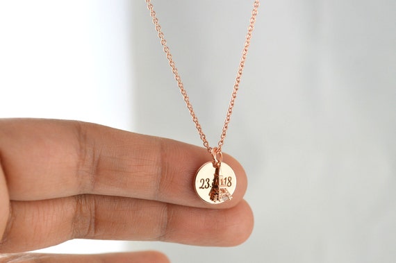 Eiffel Tower Necklace Rose Gold Jewelry 