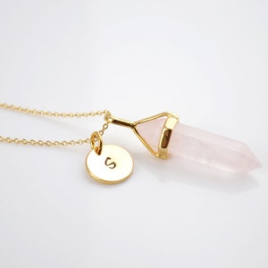 Collier en quartz rose, Collier en or, Collier de pierres précieuses, Quartz rose, Collier de guérison, Cadeaux pour maman, Colliers pour femme, Idées cadeaux