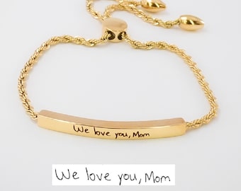 Handschrift Slider Chain Armband, Gepersonaliseerde Cadeaus voor haar, Gouden Ketting, Gepersonaliseerde Handtekening Aandenken, Memorial betekenisvol cadeau