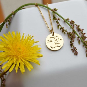 Handwriting Necklace, Personalised Gifts for Her, Gold Necklace, Personalized Signature Keepsake, Memorial meaningful gift, Engraved Gift image 3