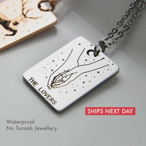 Tarotkaart kaartspel ketting sieraden vrouwen cadeau gepersonaliseerd voor haar zon - Fortune Star roestvrij waterdicht niet-aanslag, dierenriem ketting voor haar