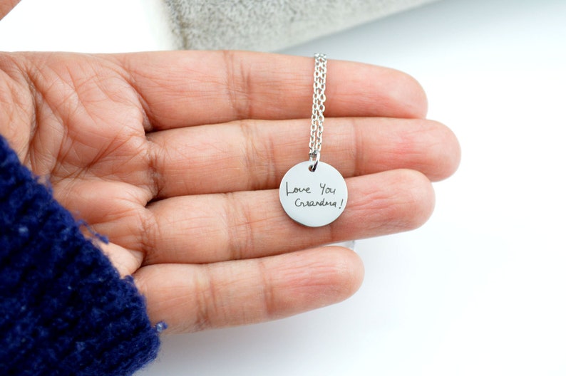 Handwriting Necklace, Personalised Gifts for Her, Gold Necklace, Personalized Signature Keepsake, Memorial meaningful gift, Engraved Gift image 7