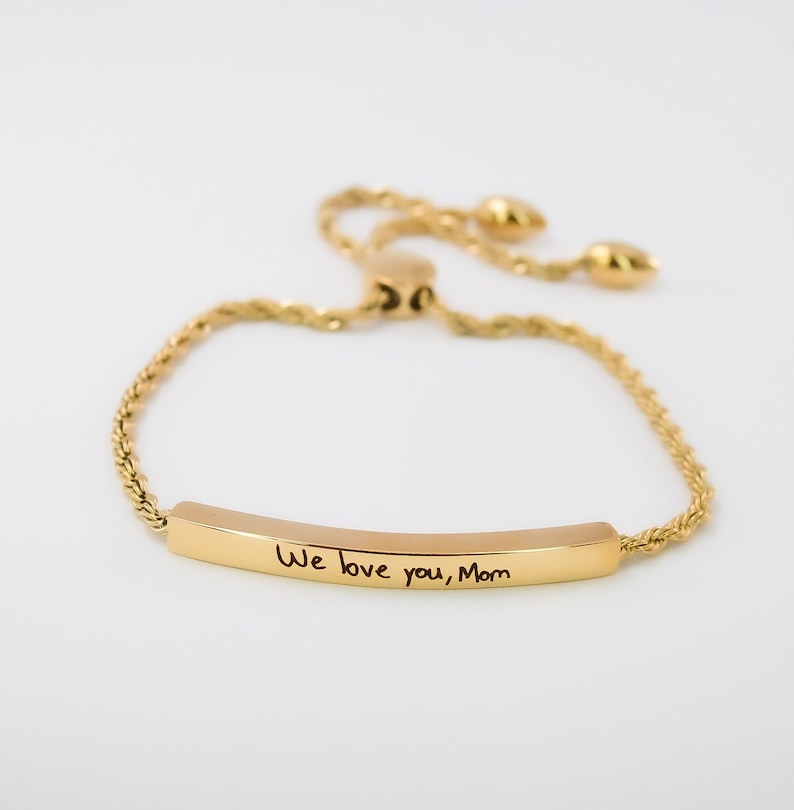 Handwriting Slider Chain Bracelet, Personalised Gifts for Her, Gold Necklace, Personalized Signature Keepsake, Memorial meaningful gift zdjęcie 8