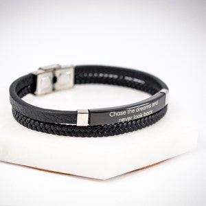 Mens Leather Bracelet, Personalized Genuine Leather Bracelet, Leather Bracelet for Men