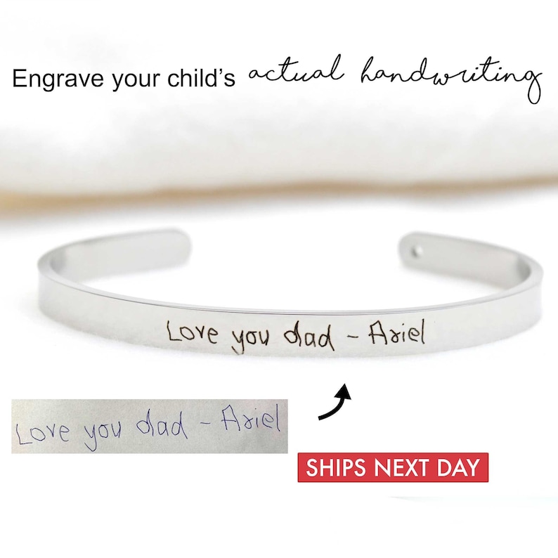 Personalized Handwriting Cuff Engraved Actual Handwriting - Etsy