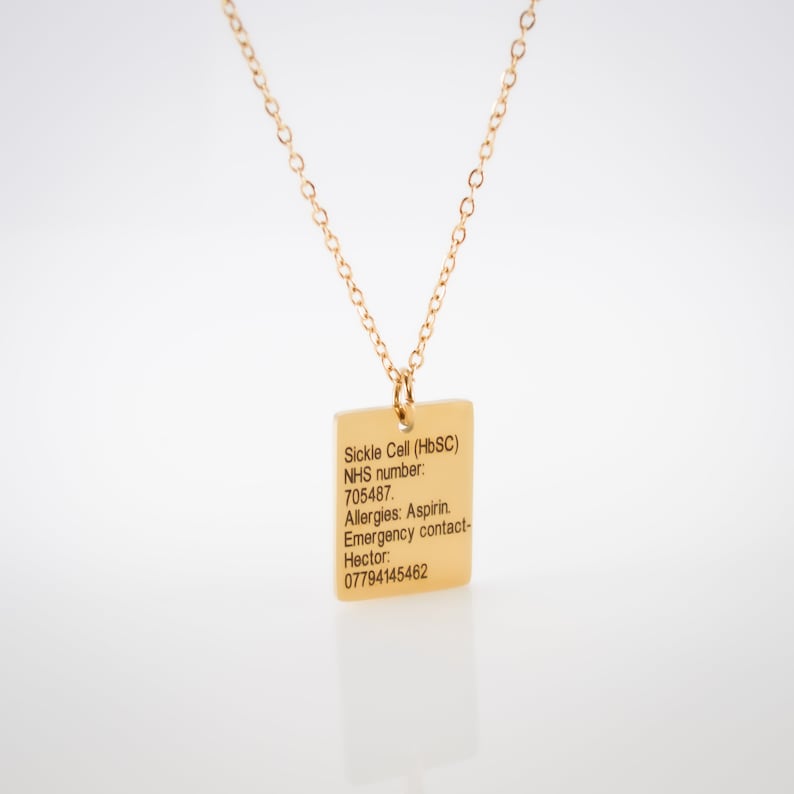 Personalized Medical ID Necklace Rose Gold Diabetes Medical Alert ...