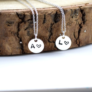 Initials Necklace, Disc Necklace, Personalized Disc Necklace, Silver Necklace, Layered Necklace, Dainty Necklace, Stamped Initial Necklace