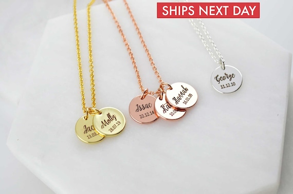 Buy Personalised DOB Date of Birth Necklace Initial Star Rose Gold Mirror  Polished Mum Gift Grandma Christmas Gift New Baby UK Seller Online in India  - Etsy