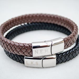 Men’s Leather Initials Bracelet, Hidden Message Bracelet for Men, Gift for Men, Mens Real Leather Cuff, Gift for Him, Premium Quality