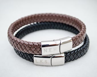 Men’s Leather Initials Bracelet, Hidden Message Bracelet for Men, Gift for Men, Mens Real Leather Cuff, Gift for Him, Premium Quality