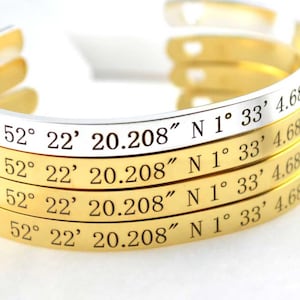 Coordinates Cuff Bracelets, Personalized Cuff Bracelet, Custom Bracelet, Anniversary Gifts,  Best Friend Gifts, Engraved Jewelry, Birthday