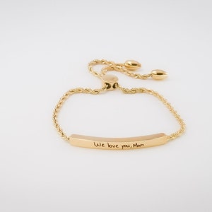 Handschrift Slider Chain Armband, Gepersonaliseerde Cadeaus voor haar, Gouden Ketting, Gepersonaliseerde Handtekening Aandenken, Memorial betekenisvol cadeau afbeelding 5