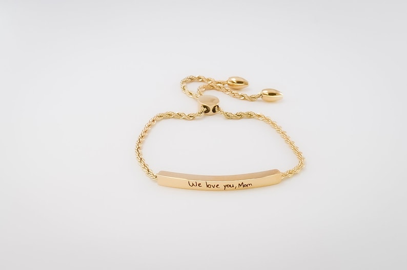 Handschrift Slider Chain Armband, Gepersonaliseerde Cadeaus voor haar, Gouden Ketting, Gepersonaliseerde Handtekening Aandenken, Memorial betekenisvol cadeau afbeelding 5