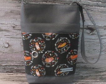 Grey Mini Dachshund Dog Walking Bag • Adjustable Crossbody Dog Training Bag • Gift for Dog Walker • Gift for a Dog Mom