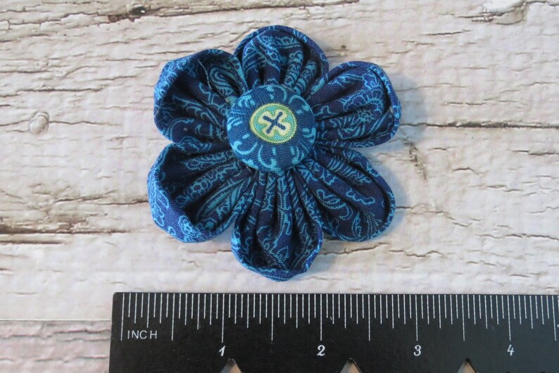 Blue Paisley Dog Collar Flower Pet Fashion Dog Wear Collar Corsage for Dogs Small 3" inches