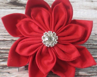 Red Poinsettia Collar Flower • Pet Fashion • Dog Wear • Collar Corsage for Dogs