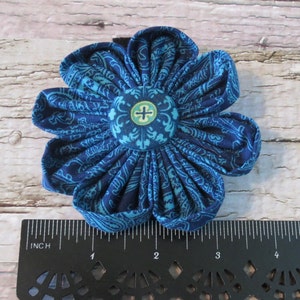 Blue Paisley Dog Collar Flower Pet Fashion Dog Wear Collar Corsage for Dogs Large 4" inches