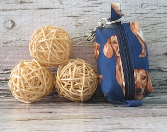 Dachshund Poo Bag Dispenser • Wiener Dog Poo Bag Holder  • Clip On Leash Accessory • Dog Bag Carrier •  Waste Bag Dispenser