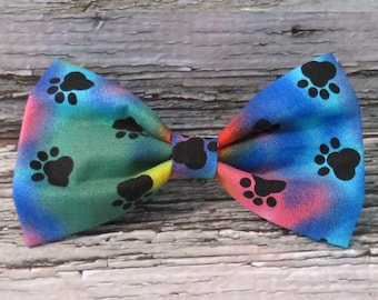 Rainbow with Paws Bow Tie for Dogs or Cats • Pet Fashion • Dog Collar Accessories • Dog Collar Bow Ties