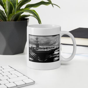 Aircraft Carrier American Flag Navy Ceramic Mug | USN | United States Navy