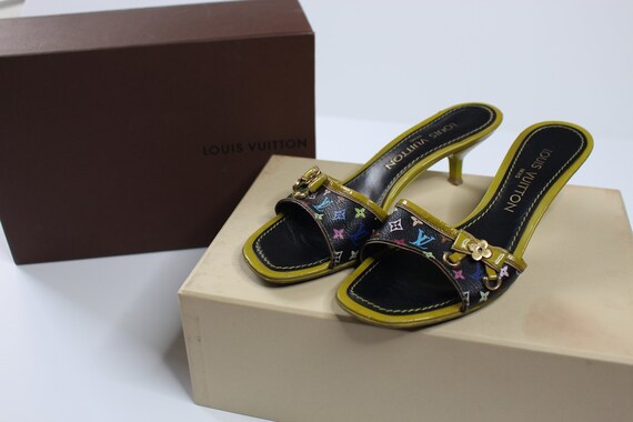 Louis Vuitton Multicolor Sandals Kitten Heels Slip