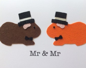 Guinea pig wedding card - Gay wedding card - Mr and Mr - Same sex marriage card - Happy couple - Civil partnership