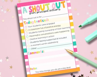 Personalized Principal Notepad, Teacher Observation Notes, Classroom Walkthrough, Assistant Principal Gift, Teacher Feedback Sticky Notes