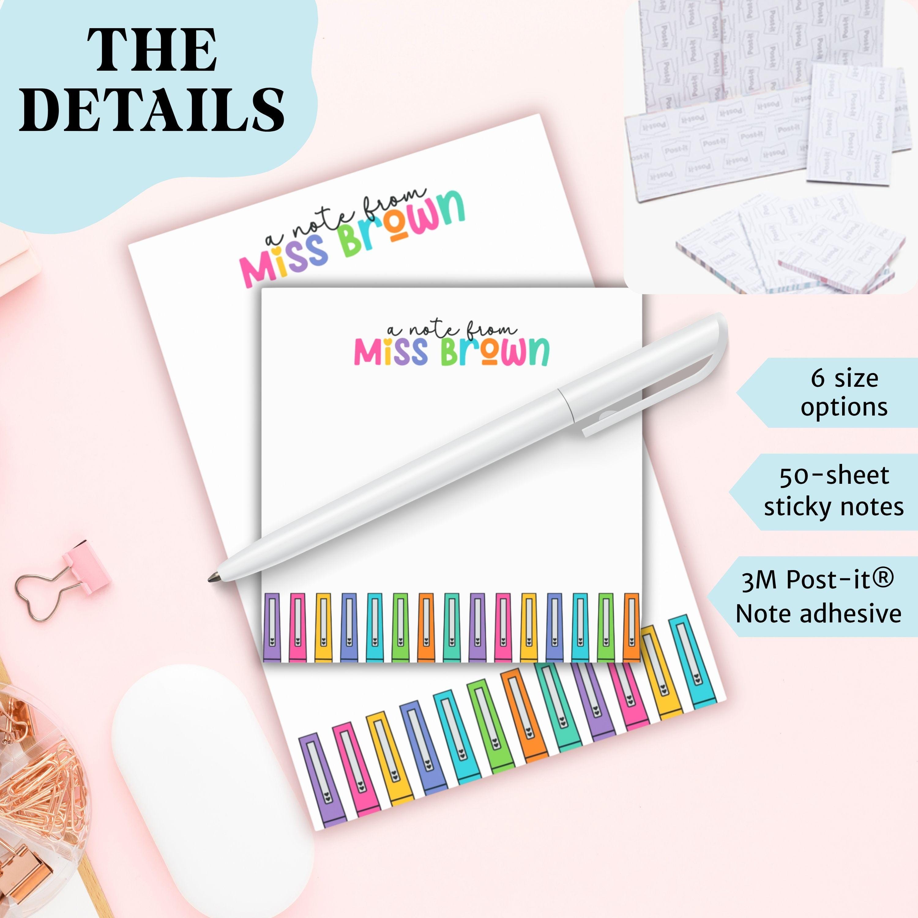 Teacher Note Pad Personalized Colorful Custom School Stationery Cute ...