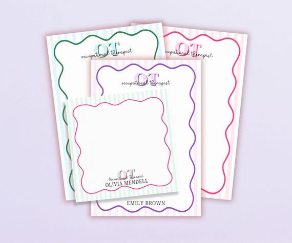 Occupational Therapy Gift Preppy Personalized Stationery Post-it® Notes Wavy OT Gifts for Graduation Custom Sticky Notes Desk Accessory