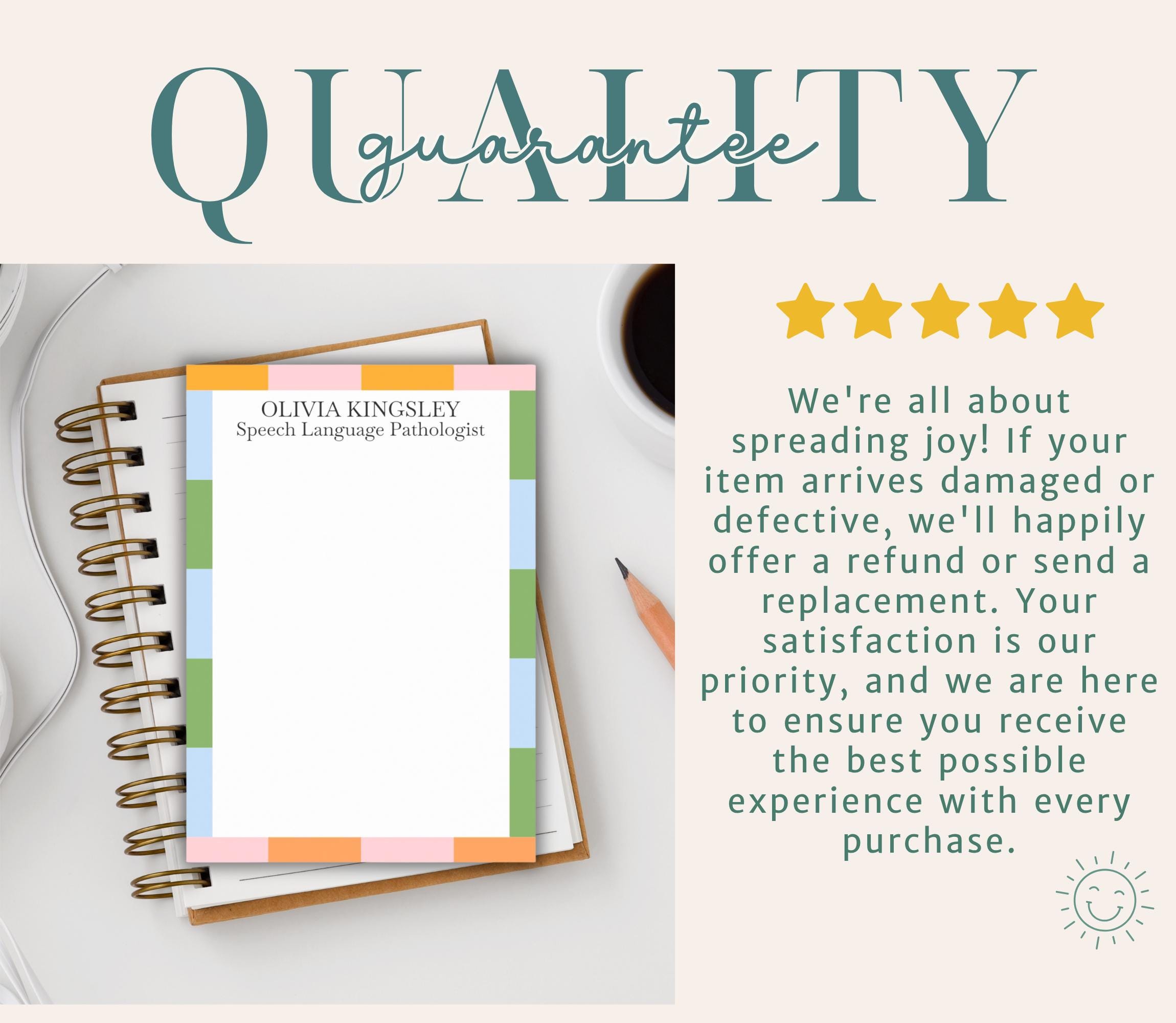 Teacher Appreciation Gift Personalized Notepad Customizable End of Year ...