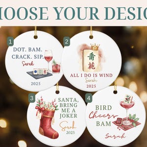 Personalized Mahjong Christmas Ornament Funny Xmas Holiday Keepsake Mahjong Hostess Gift Mah Jong Gift for Friend Secret Santa Ornament