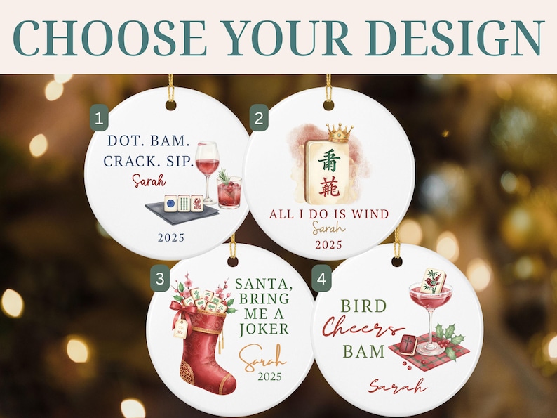 Personalized Mahjong Christmas Ornament Funny Xmas Holiday Keepsake Mahjong Hostess Gift Mah Jong Gift for Friend Secret Santa Ornament