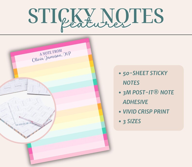 Personalized Bright Sticky Note Pad Custom Name Memo Post-it® Notes ...