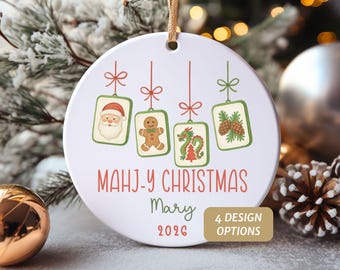 Personalized Mahjong Christmas Ornament Custom Year Mahjong Gifts for Girls Game Night Gift for Mahjong Lover Whimsical Stocking Stuffer