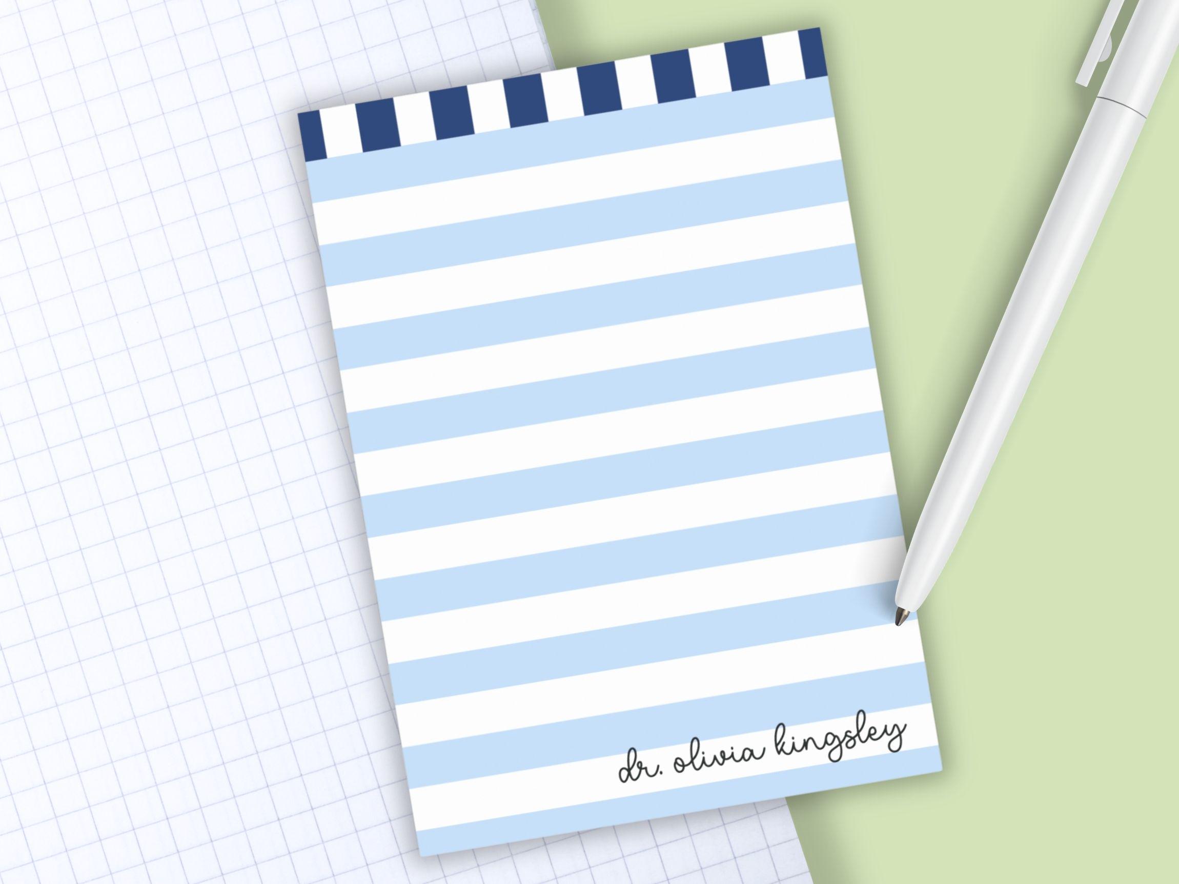 Personalized Striped Teacher Sticky Notes Custom Name Notepad Post-it ...