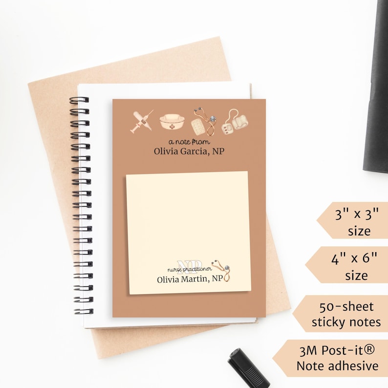 Stethoscope Nurse Practitioner Personalized Post-it® Notes Nurse Practitioner Graduation Gift NP Week Appreciation Gift APRN CNP Notepad image 2