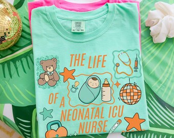 Comfort Colors Life of a Nicu Nurse Shirt Neonatal ICU Nursing Tee RN LPN Np Grad Gift Registered Nurse Appreciation Doodle Music Lover