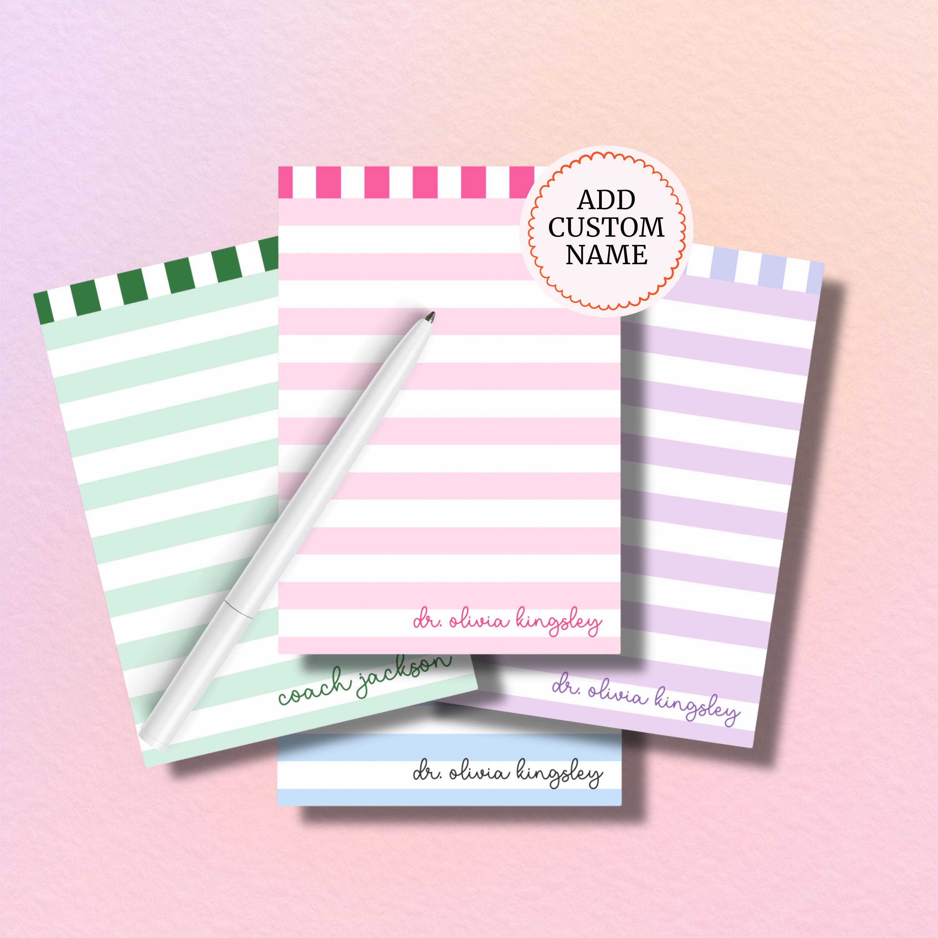 Personalized Striped Teacher Sticky Notes Custom Name Notepad Post-it ...