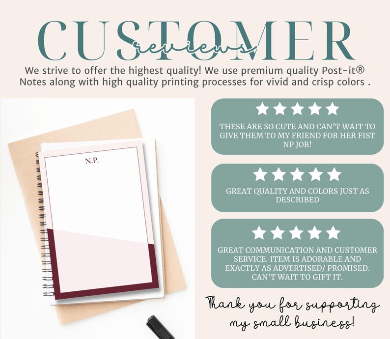 Monogram Notepad Custom Initial Personalized Stationery Gift Office Desk Accessory Writing Pad Pink Sticky Notes image 4